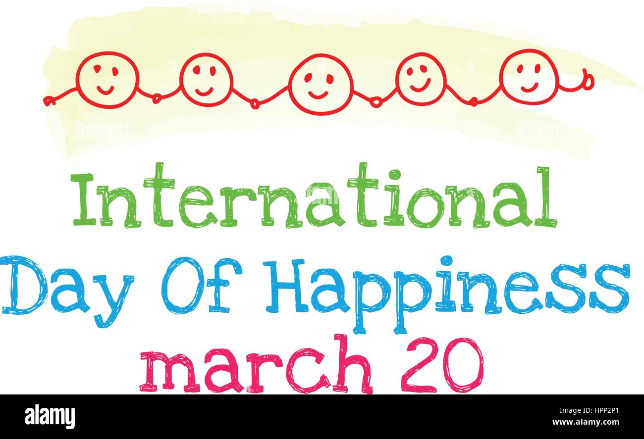 Giornata internazionale della felicità, Marzo 20. Banner di vettore Illustrazione Vettoriale