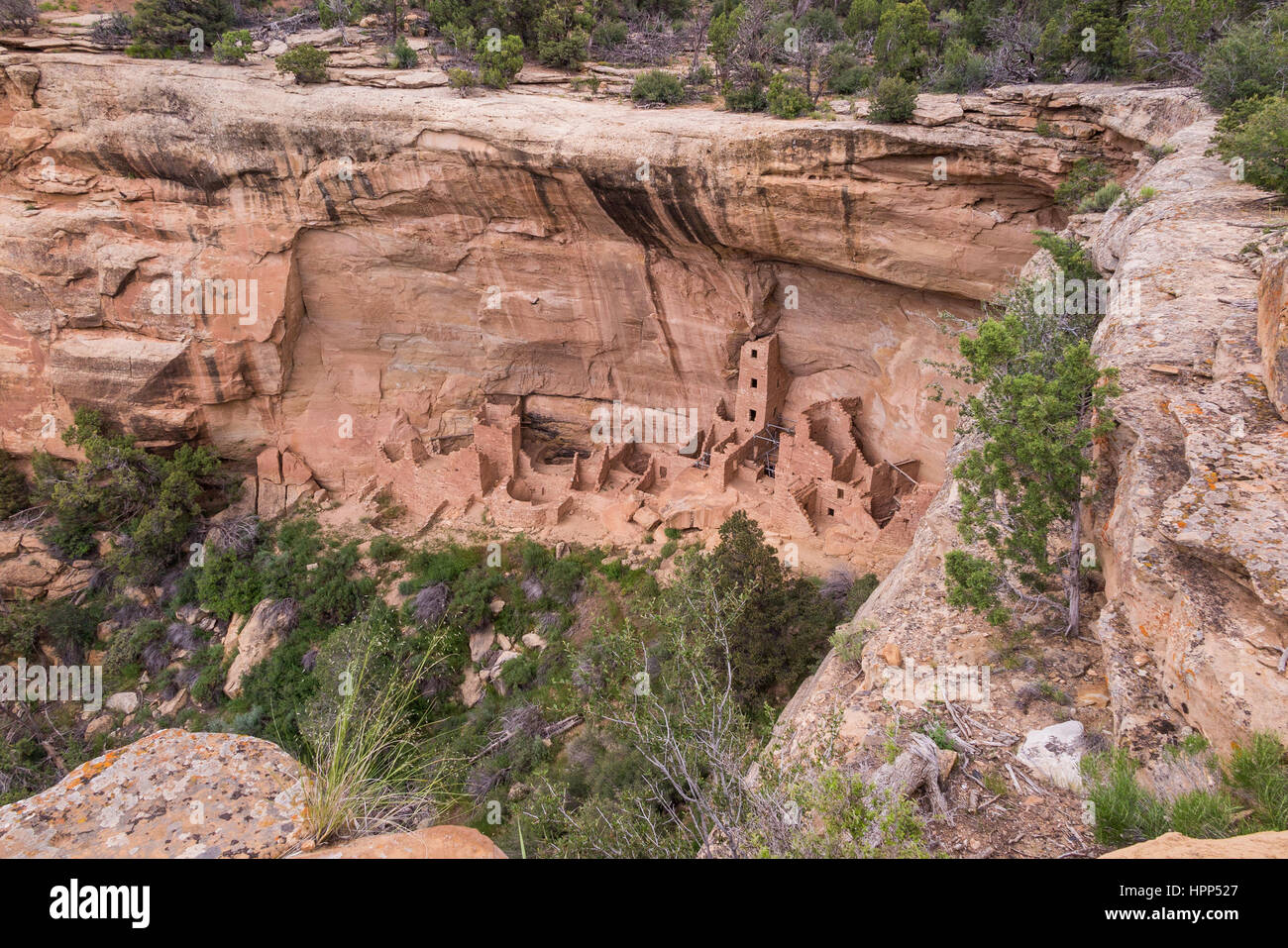 Antica cliff dwellings presso il Parco Nazionale di Mesa Verde in Colorado Foto Stock