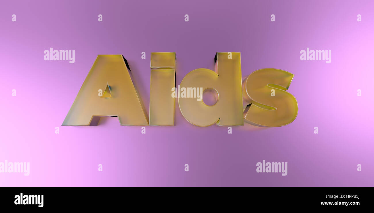 Aids - Vetro colorato testo su sfondo vibrante - 3D reso Royalty free stock foto. Foto Stock