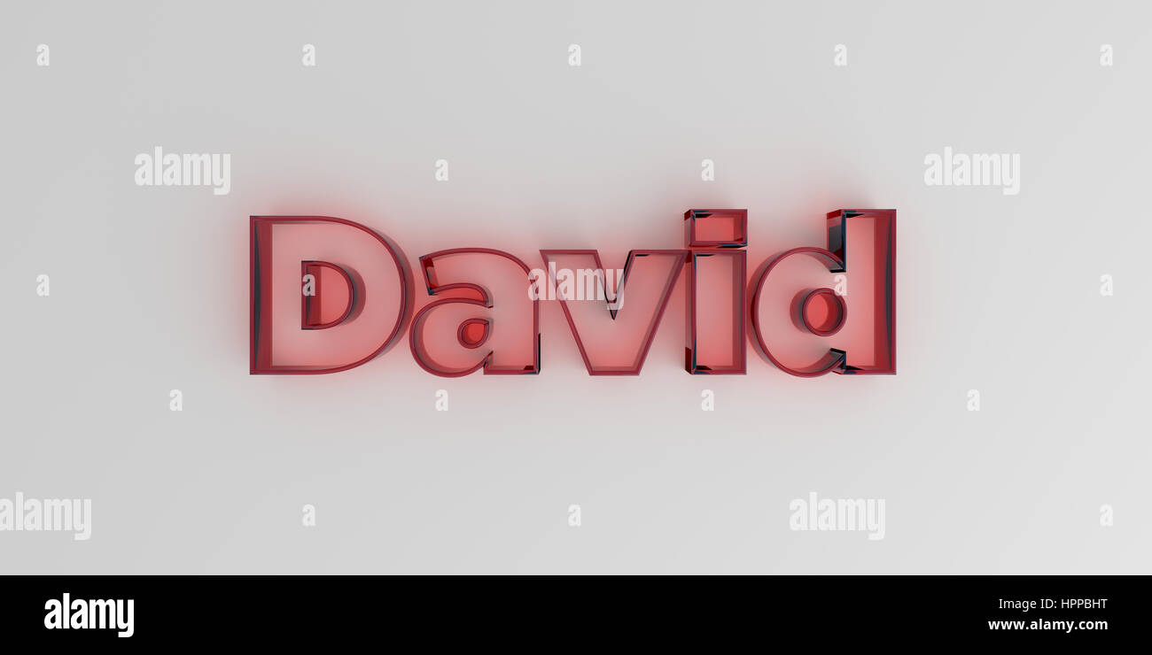 David - vetro rosso il testo su sfondo bianco - 3D reso Royalty free stock foto. Foto Stock