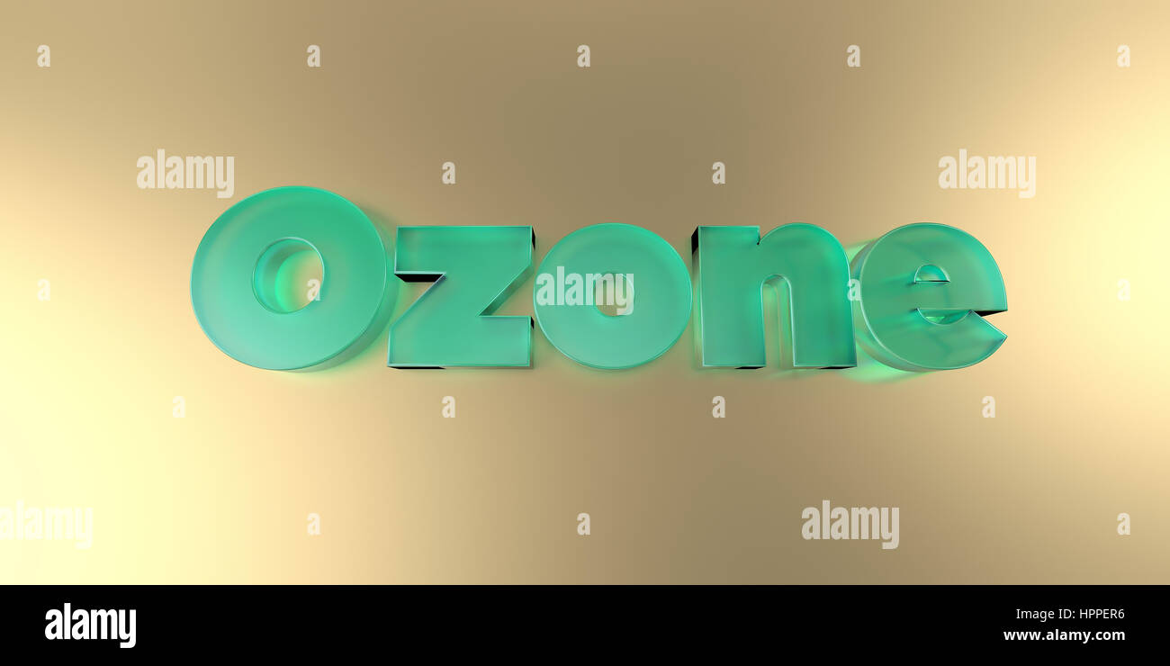 Ozono - Vetro colorato testo su sfondo vibrante - 3D reso Royalty free stock foto. Foto Stock
