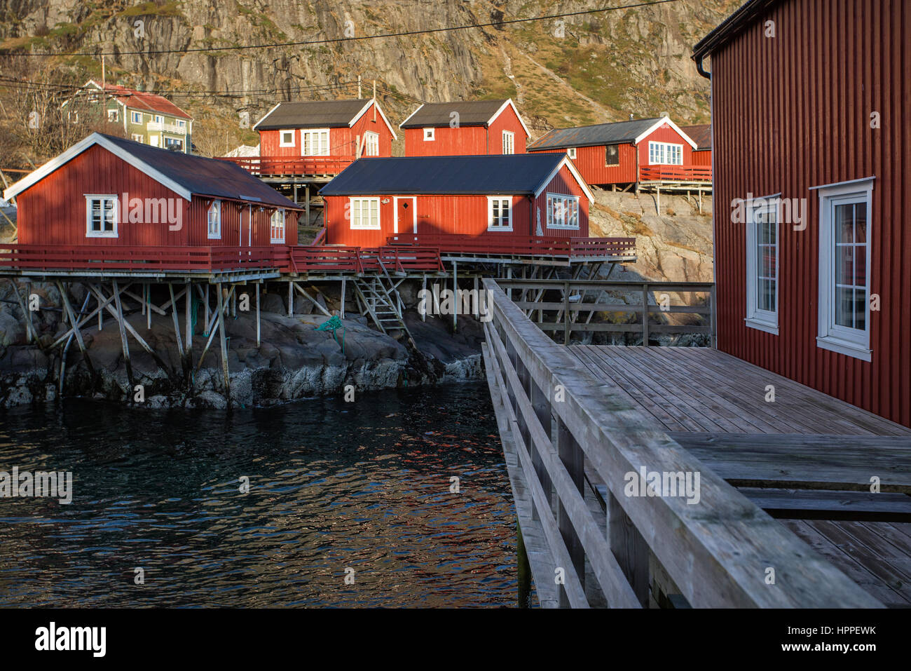 Un villaggio in Isole Lofoten. Foto Stock