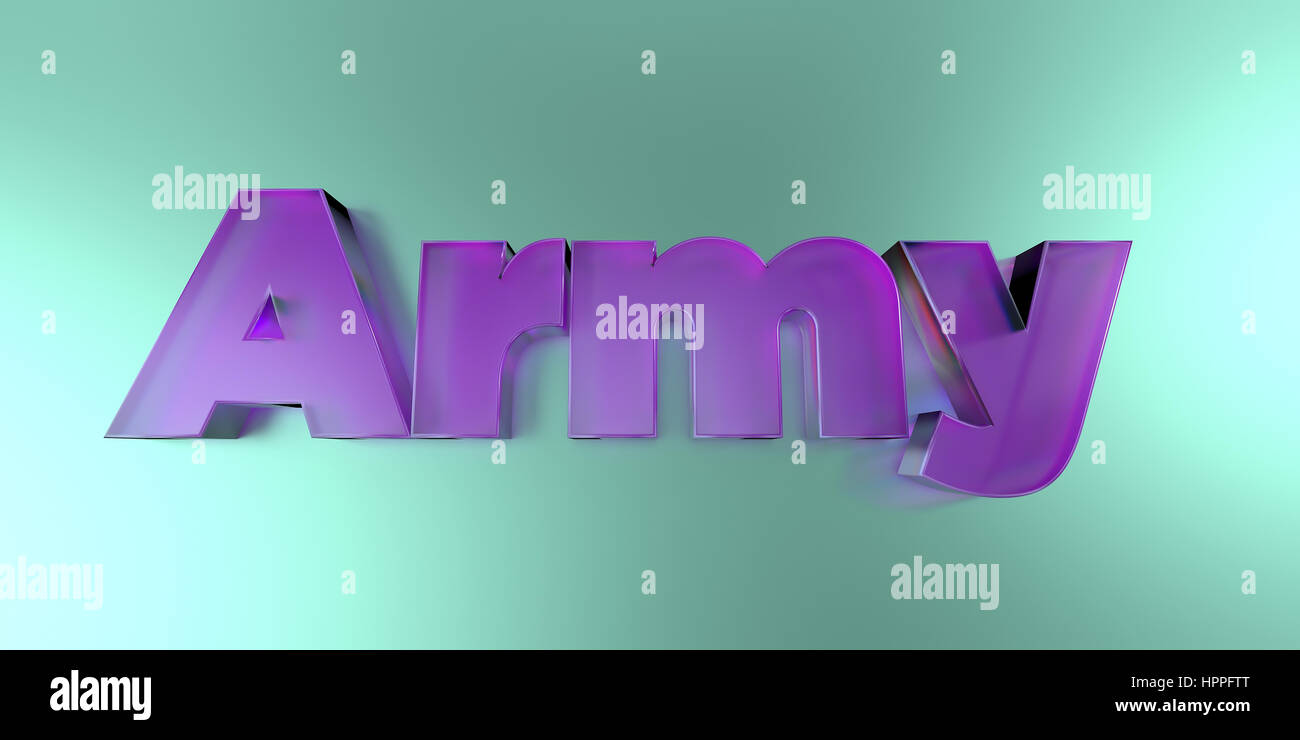 Esercito - Vetro colorato testo su sfondo vibrante - 3D reso Royalty free stock foto. Foto Stock