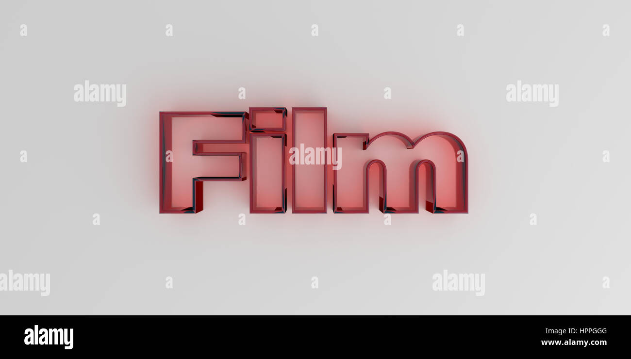 Film - vetro rosso il testo su sfondo bianco - 3D reso Royalty free stock foto. Foto Stock
