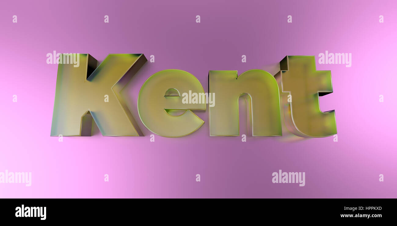 Kent - Vetro colorato testo su sfondo vibrante - 3D reso Royalty free stock foto. Foto Stock