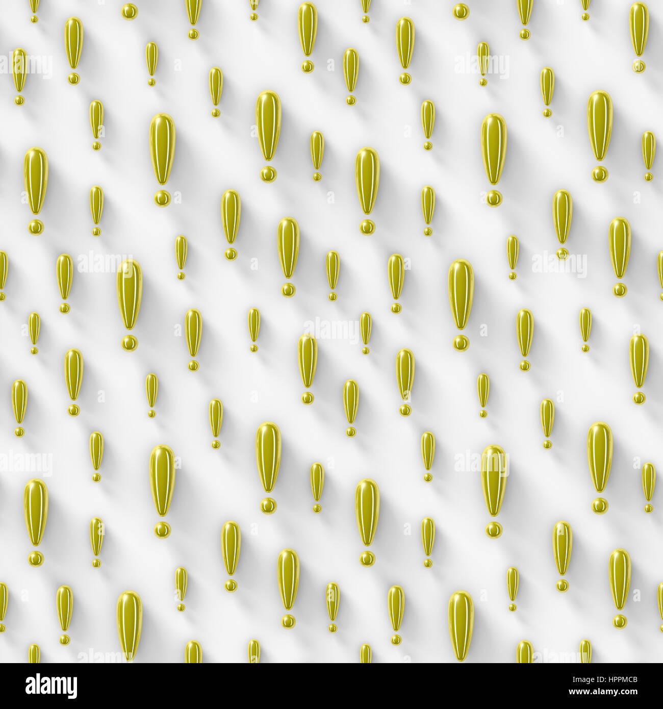 Seamless 3d sfondo dorato con punto esclamativo Foto Stock