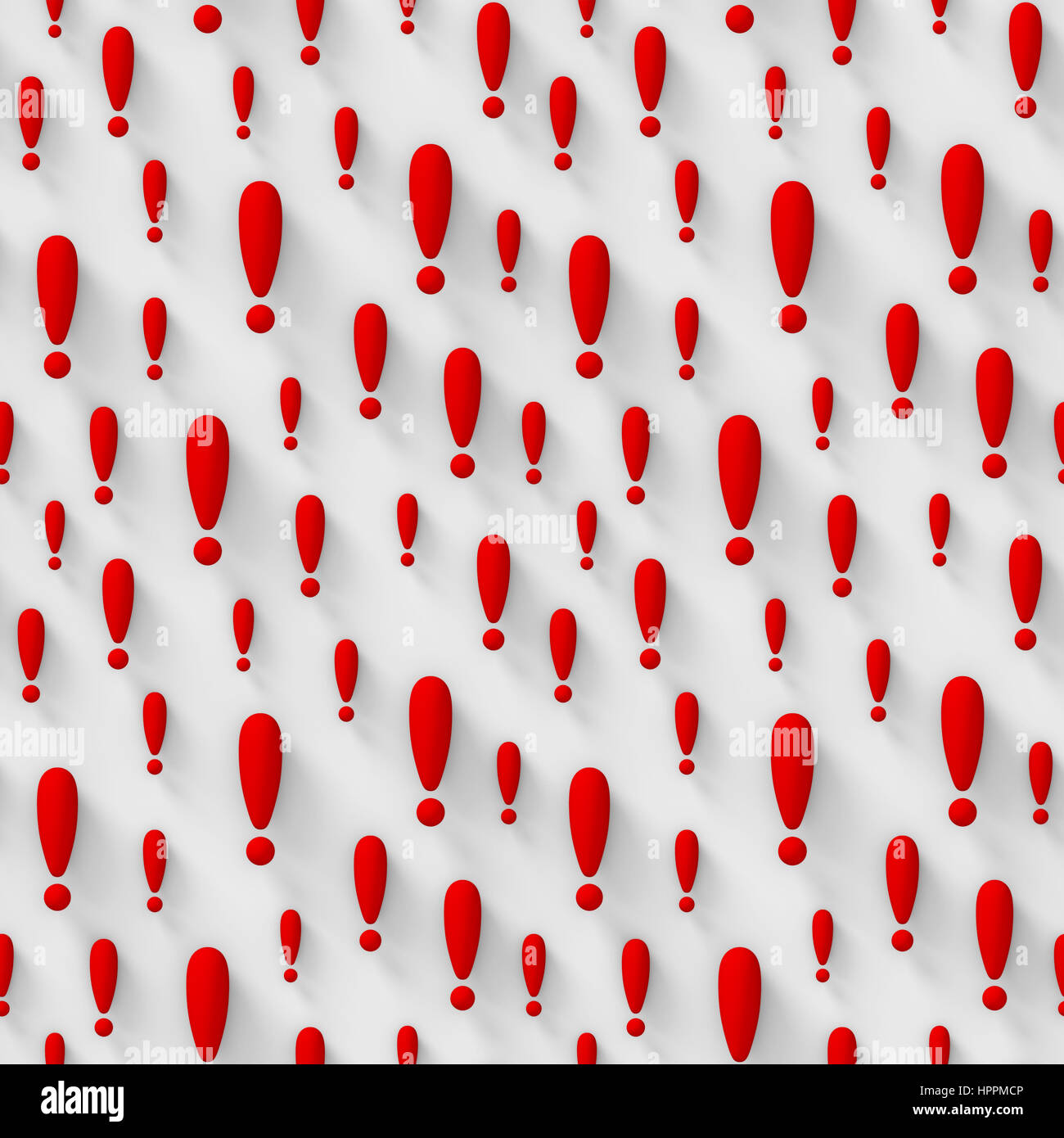 Seamless 3d sfondo rosso con un punto esclamativo Foto Stock