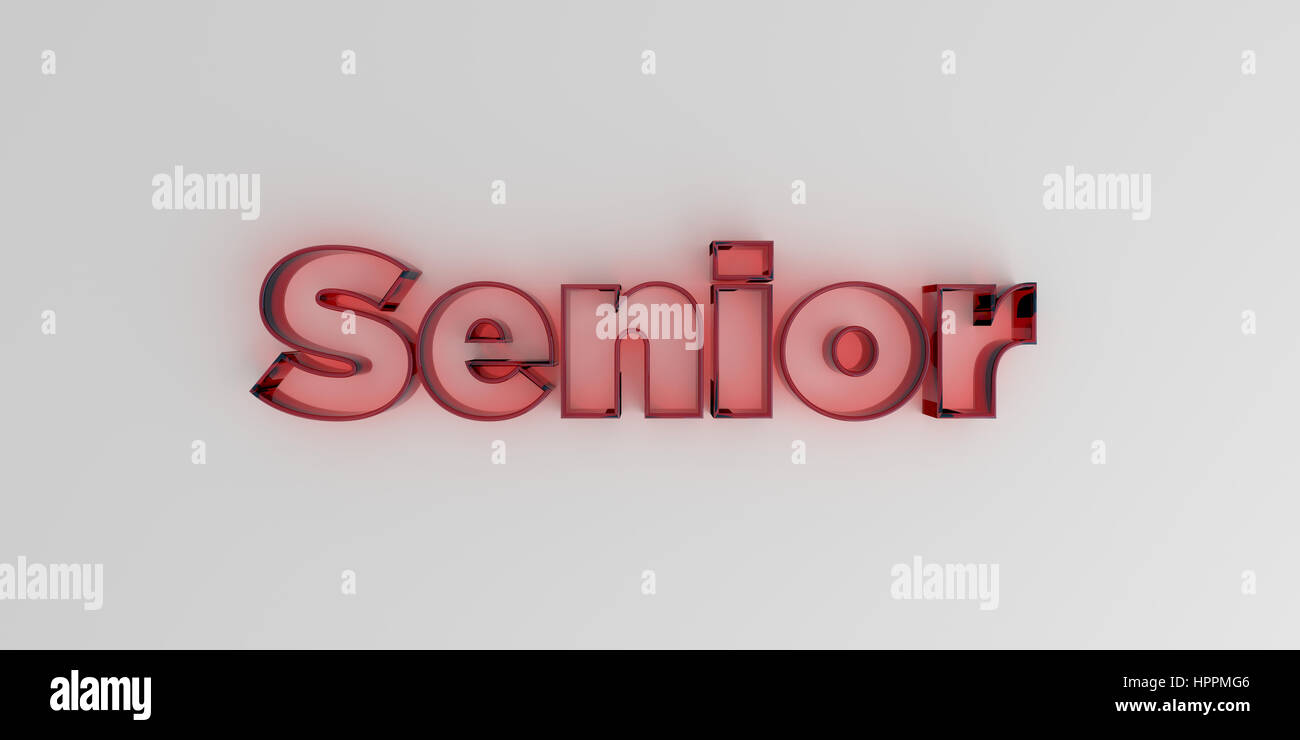 Senior - vetro rosso il testo su sfondo bianco - 3D reso Royalty free stock foto. Foto Stock