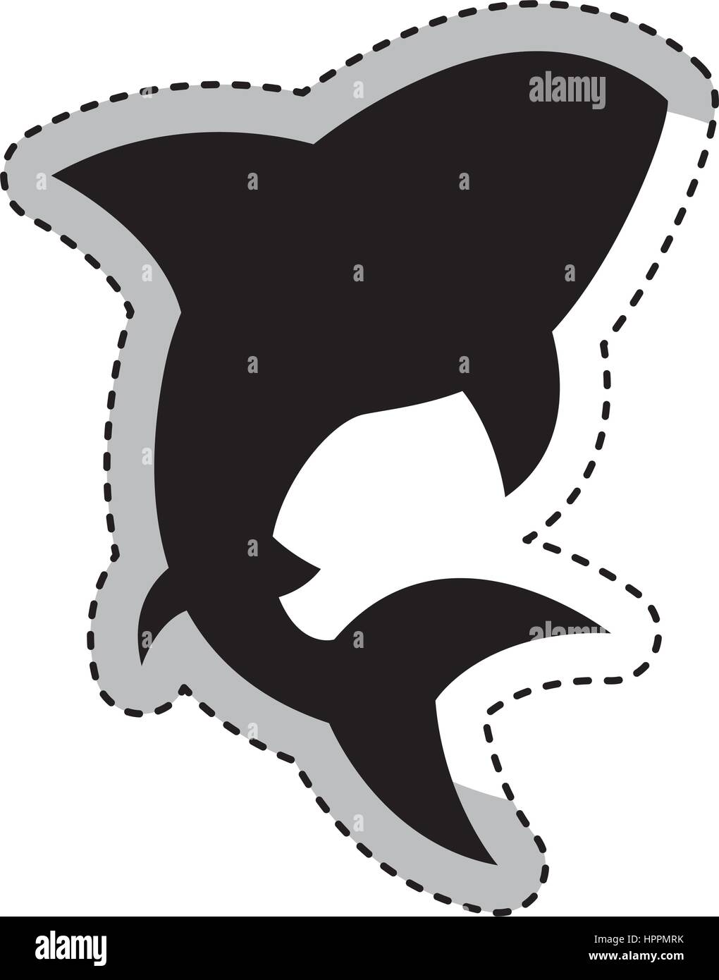 Silhouette di squalo icona di avviso Illustrazione Vettoriale