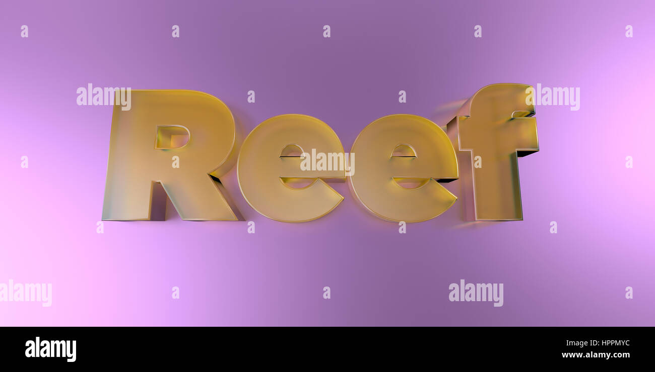 Reef - Vetro colorato testo su sfondo vibrante - 3D reso Royalty free stock foto. Foto Stock