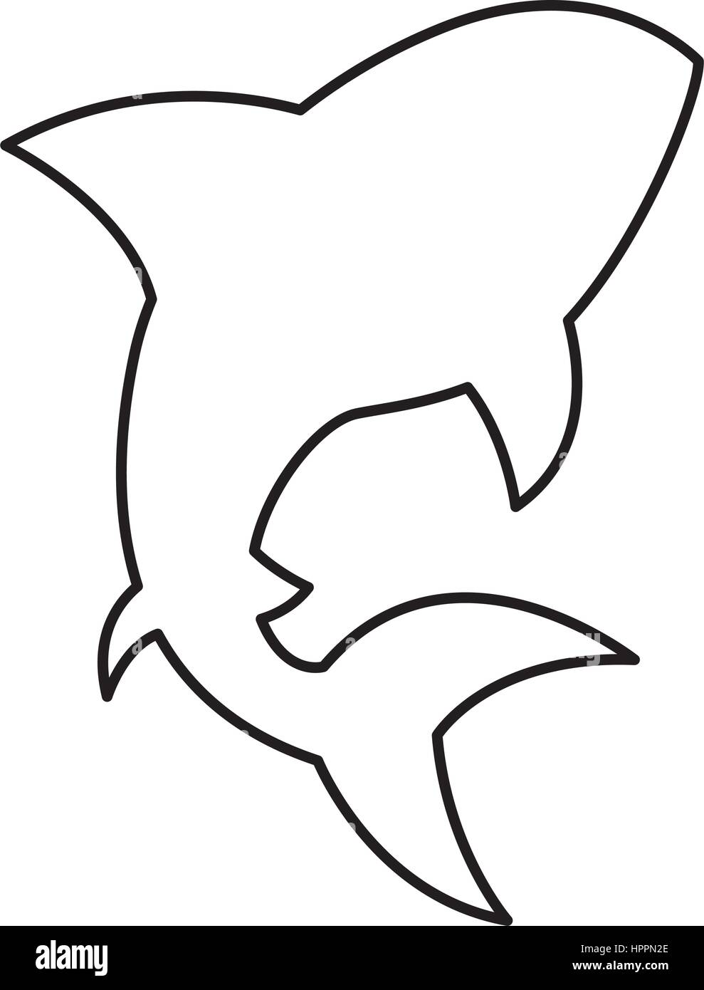 Silhouette di squalo icona di avviso Illustrazione Vettoriale