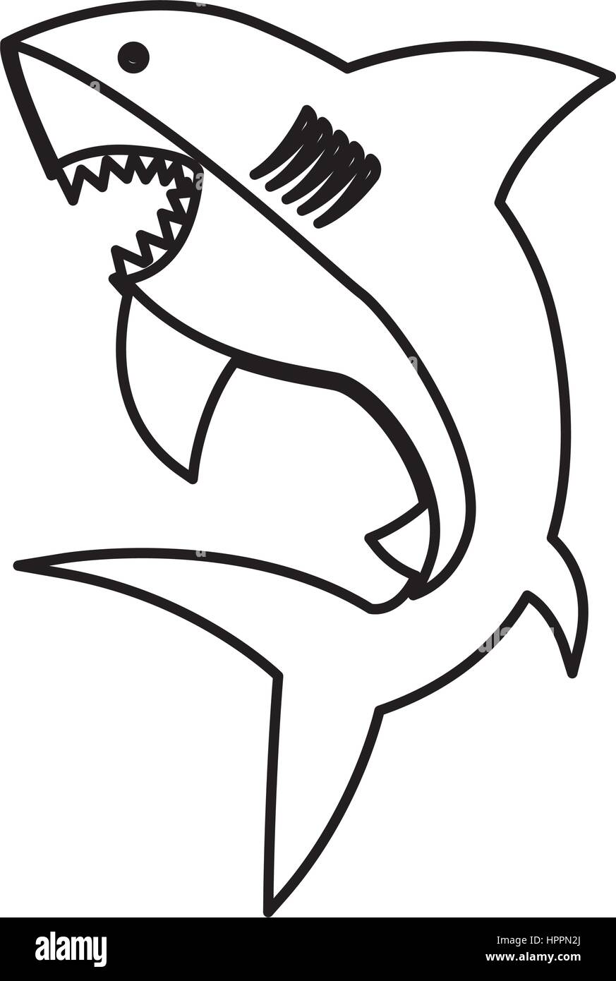 Silhouette di squalo icona di avviso Illustrazione Vettoriale