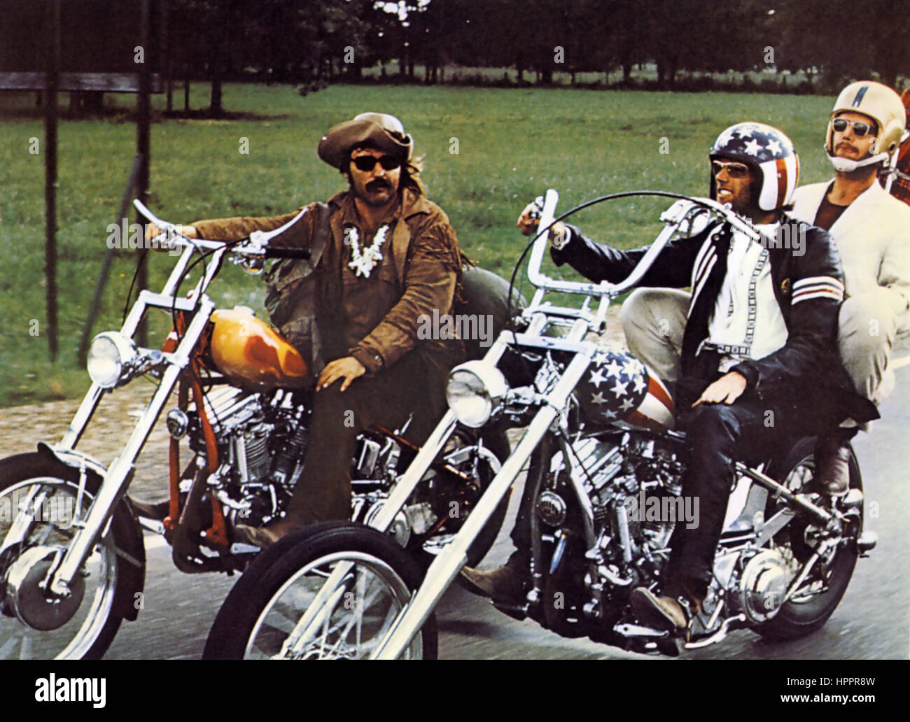 EASY RIDER 1969 Pando Company film con da sinistra: Dennis Hopper, Peter Fonda, Jack Nicholson Foto Stock