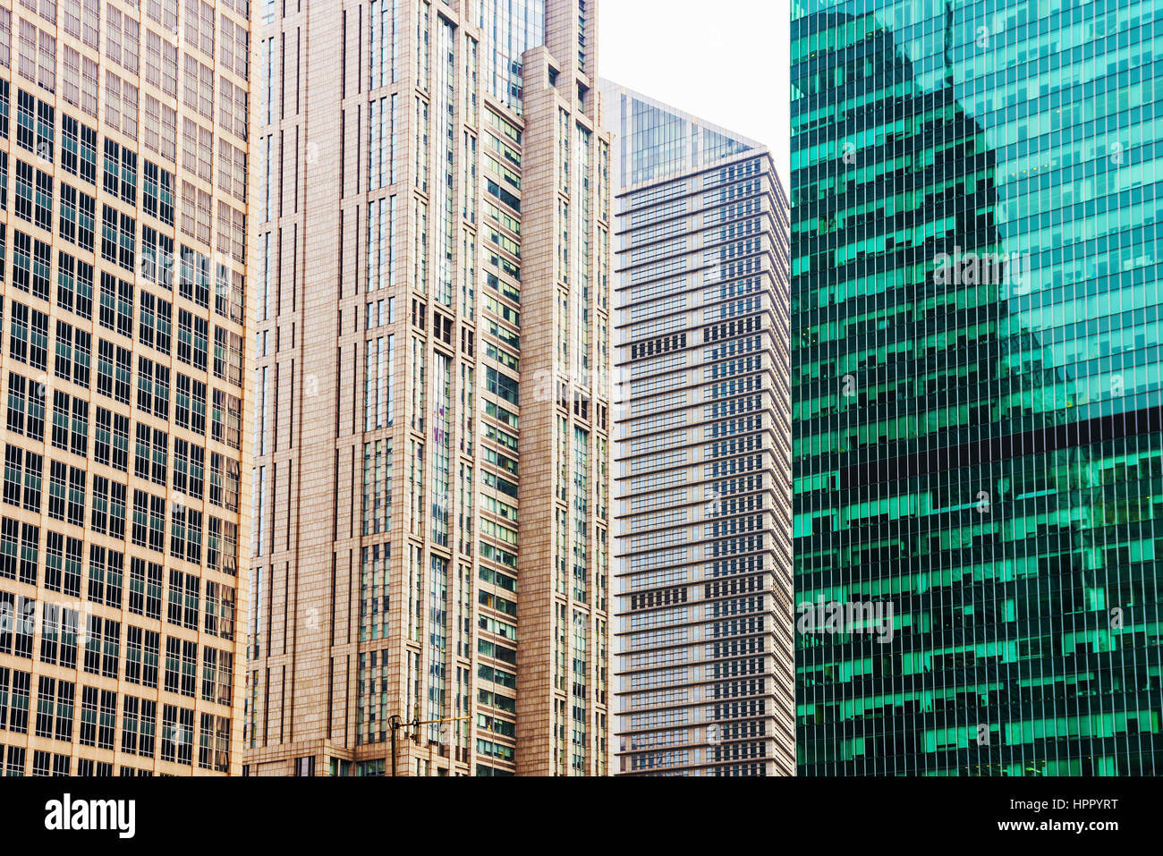 Dettaglio della fotografia di edifici per uffici a Shanghai in Cina Foto Stock