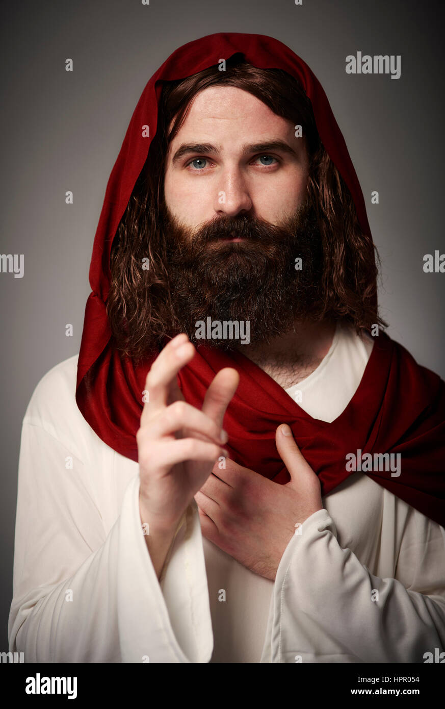 Ritratto di Gesù sul manto benedizione a tutti Foto Stock