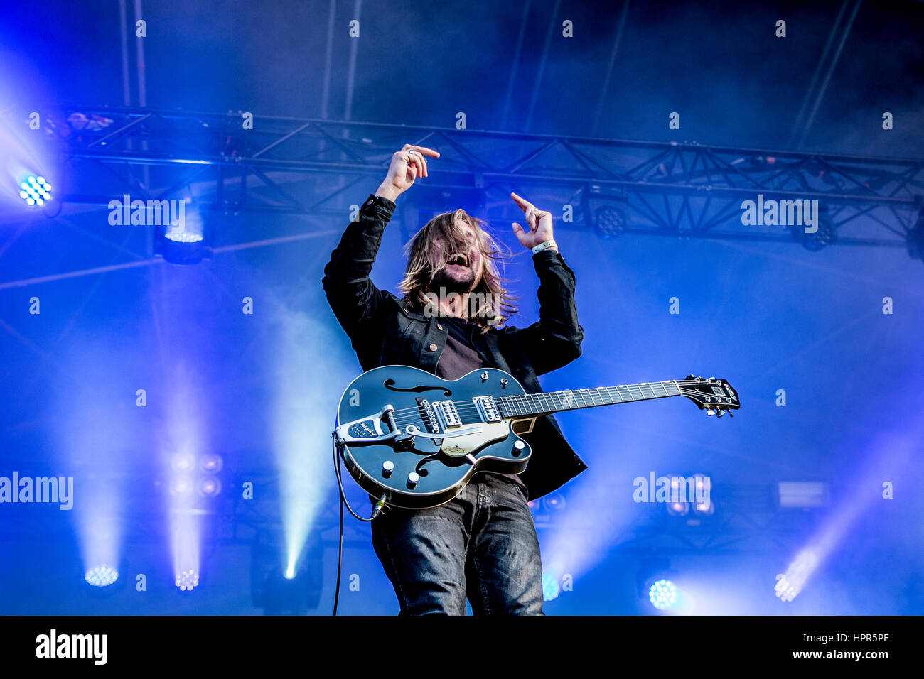 Band of Skulls - Russell Marsden che si esibisce dal vivo a Liverpool Sound City Festival maggio 2016 Foto Stock