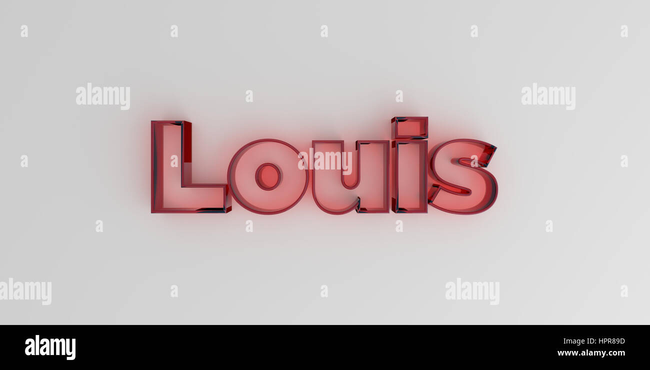 Louis - vetro rosso il testo su sfondo bianco - 3D reso Royalty free stock foto. Foto Stock