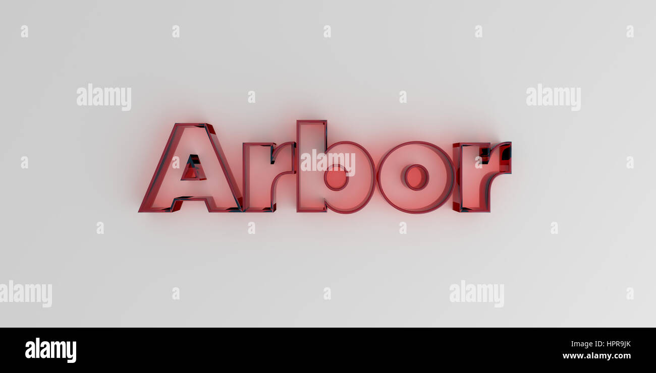 Arbor - vetro rosso il testo su sfondo bianco - 3D reso Royalty free stock foto. Foto Stock