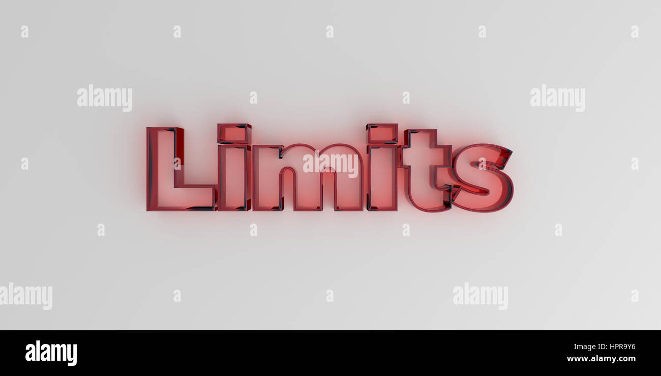 Limiti - vetro rosso il testo su sfondo bianco - 3D reso Royalty free stock foto. Foto Stock