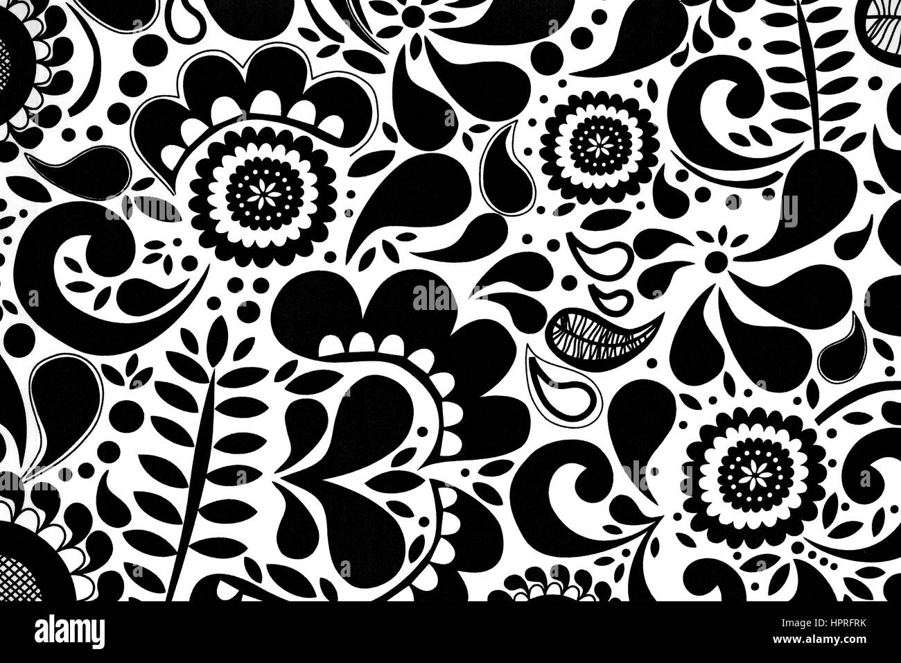 Abstract Seamless in bianco e nero motivo floreale Foto Stock