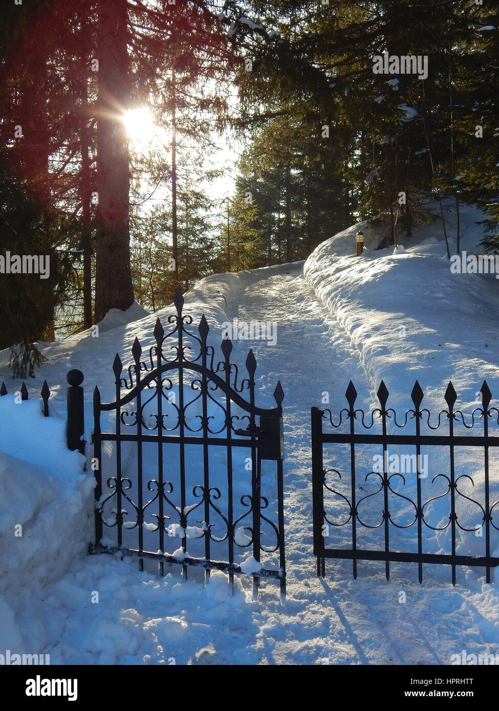 Il sentiero privato per il Treehouse - Ai piedi della "Zugspitze" quasi cento anni fa la onorevole Maria Isabel Portman costruito una tipica casa Inglese di Campagna - localmente noto come 'Schloss Kranzbach'. Questo è il solo 'Country house' in Baviera è oggi un g | Utilizzo di tutto il mondo Foto Stock