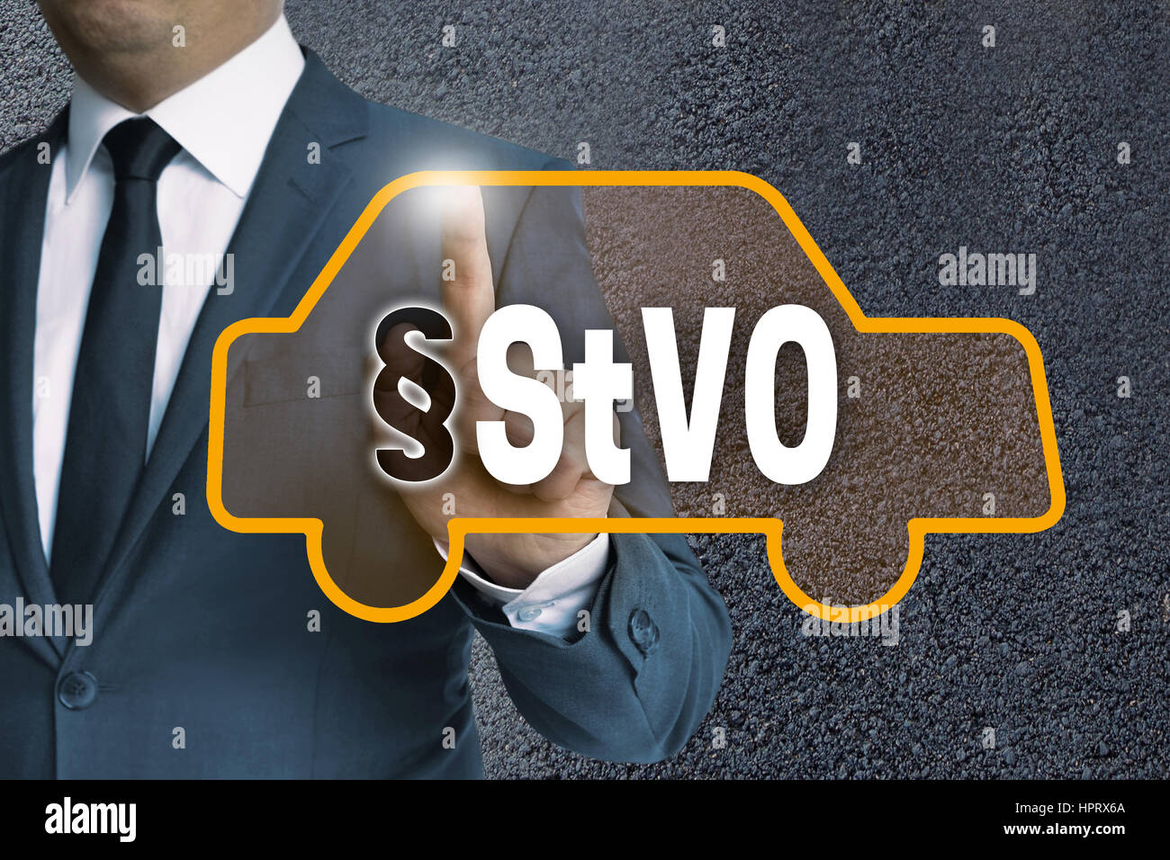 StVO auto touchscreen è azionato dal concetto di imprenditore. Foto Stock