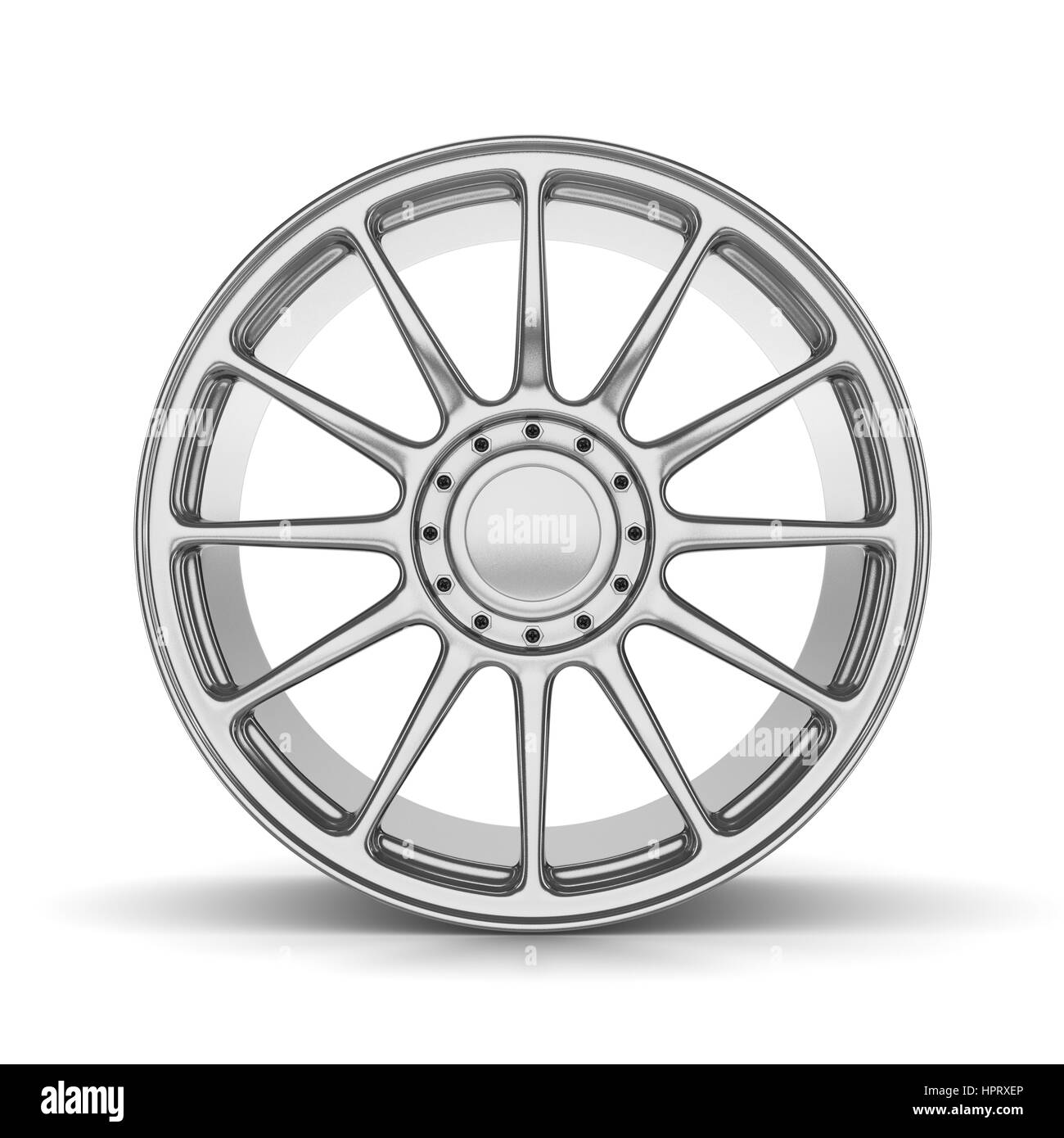 Auto singolo cerchio su sfondo bianco Vista frontale Foto Stock
