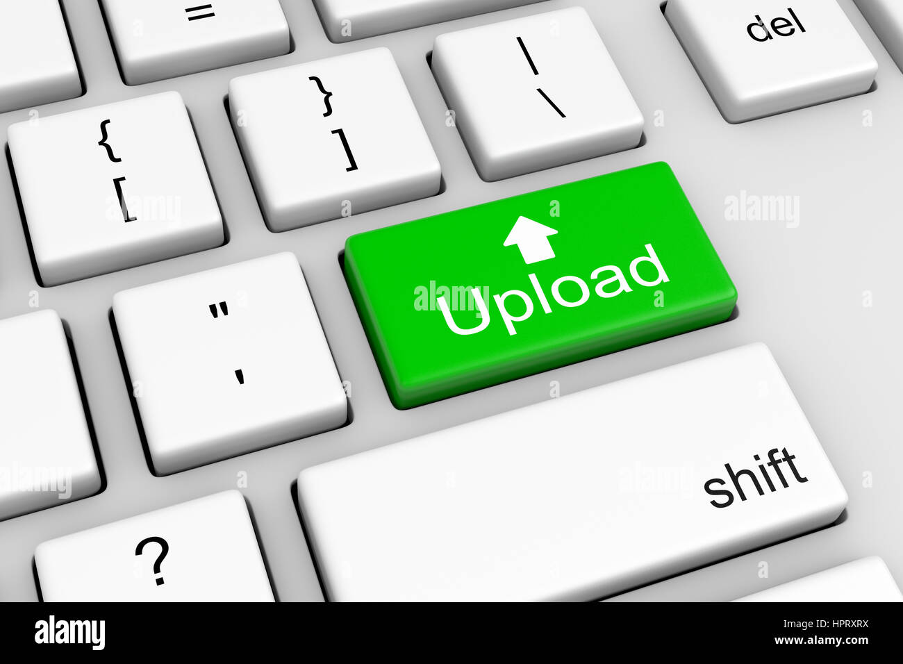 Tastiera per computer con caricamento verde, illustrazione del pulsante Foto Stock