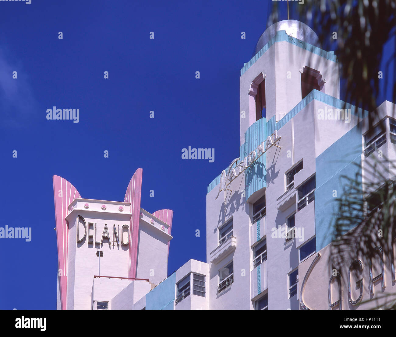 Edifici in stile Liberty, Collins Avenue, Miami Beach, Florida, Stati Uniti d'America Foto Stock
