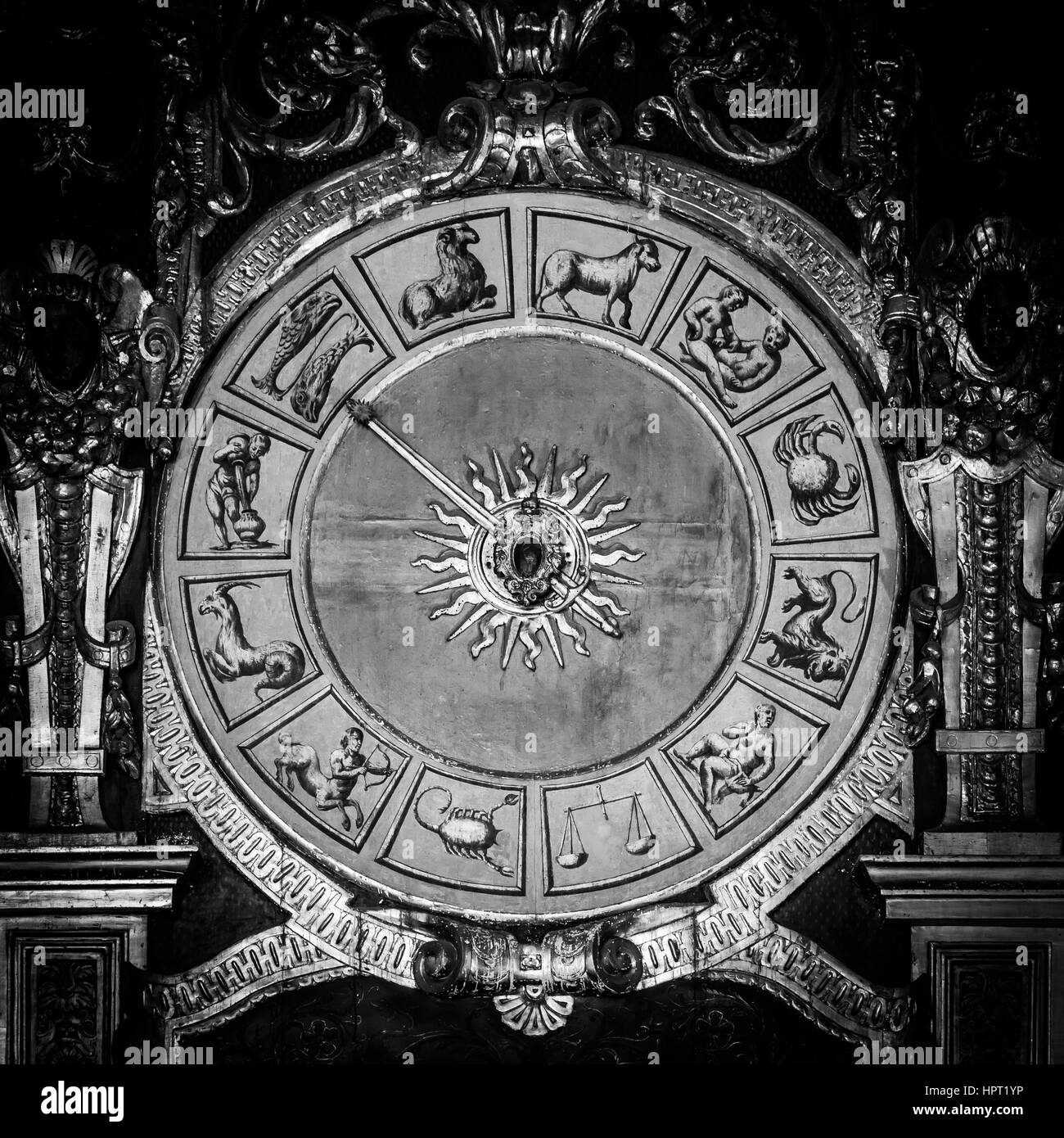 Venezia, Italia. Dettaglio dell'orologio astronomico in Palazzo Ducale Foto Stock