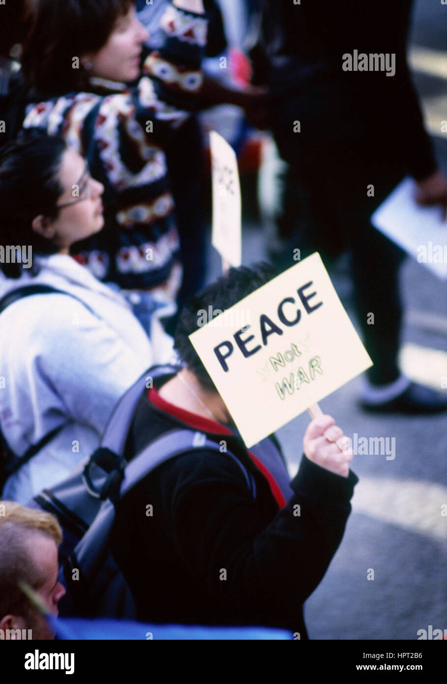 Anti guerra protesta, Calgary Alberta Canada Foto Stock