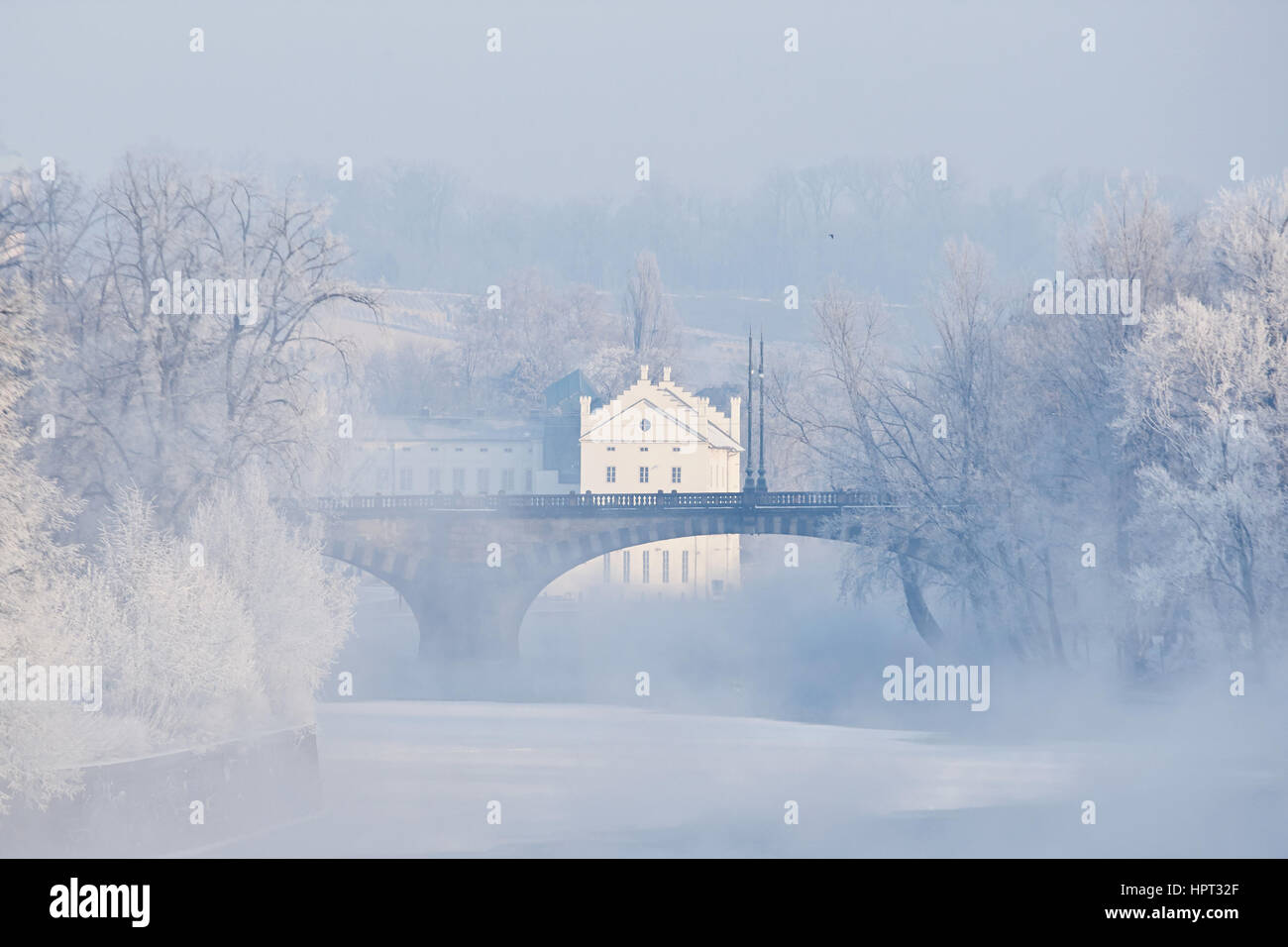 Frosty mattina a Praga, Repubblica Ceca Foto Stock