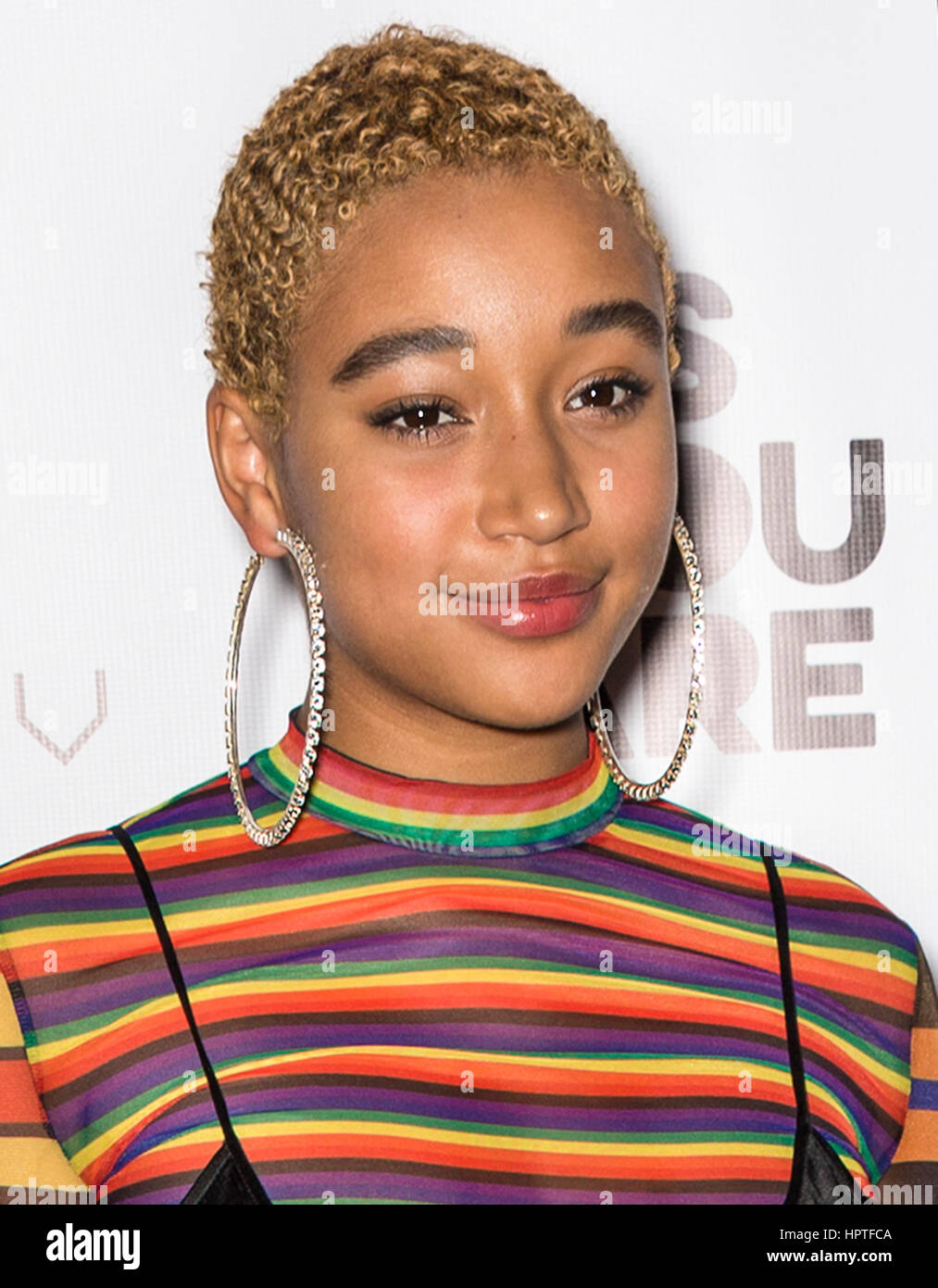 NEW YORK, NY - Febbraio 24, 2017: attrice Amandla Stenberg assiste 'come sono' New York Premiere al villaggio a est di credito Cinema: Ovidiu Hrubaru/Alamy Live News Foto Stock