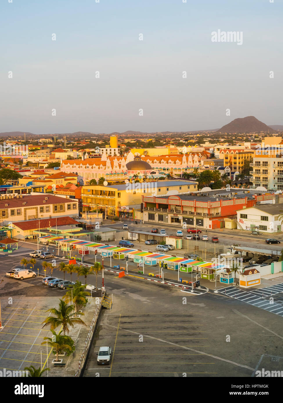 Aruba Oranjestad, vista la città dal di sopra Foto Stock