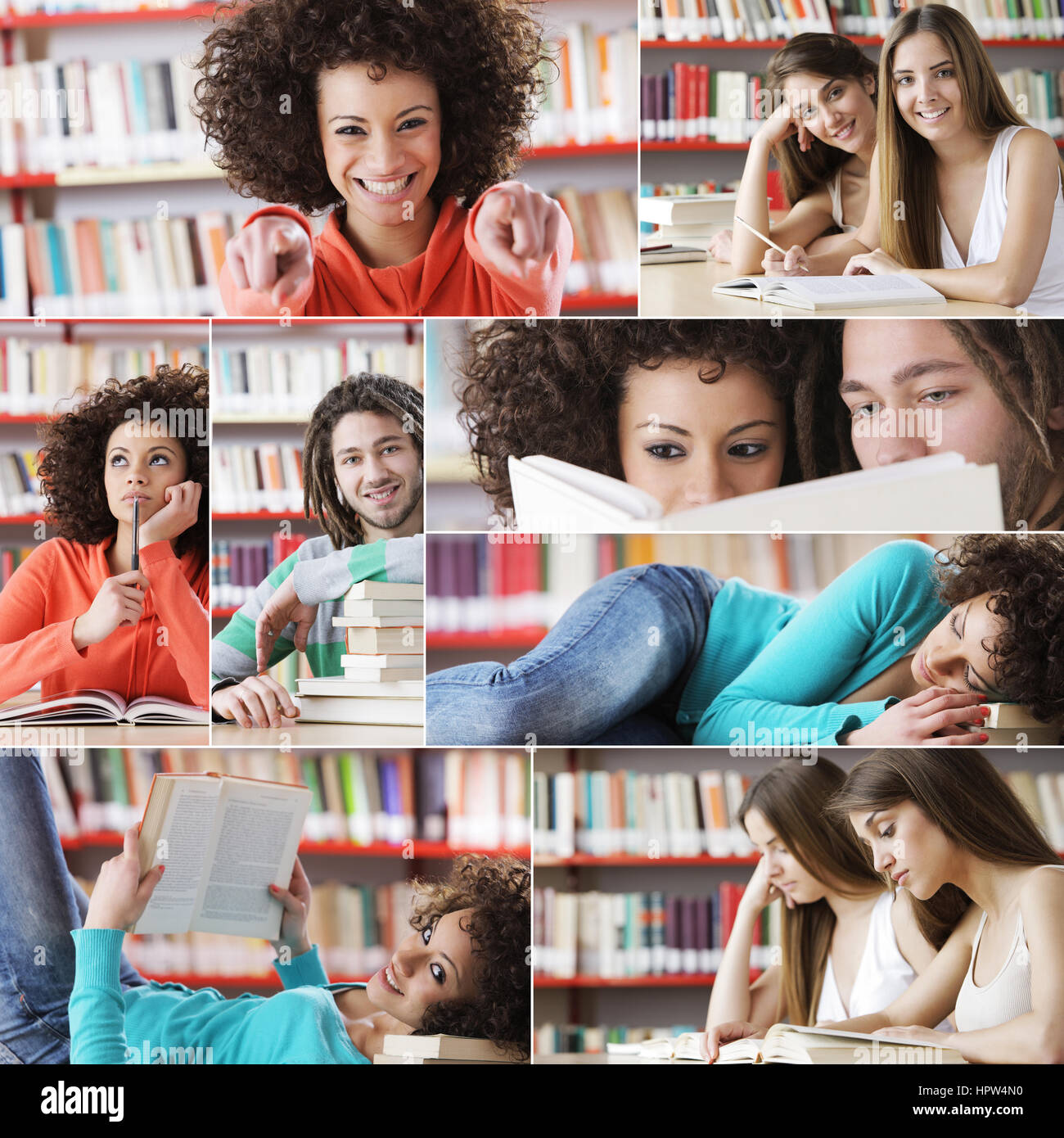 Collage di diverse immagini di istruzione Foto Stock