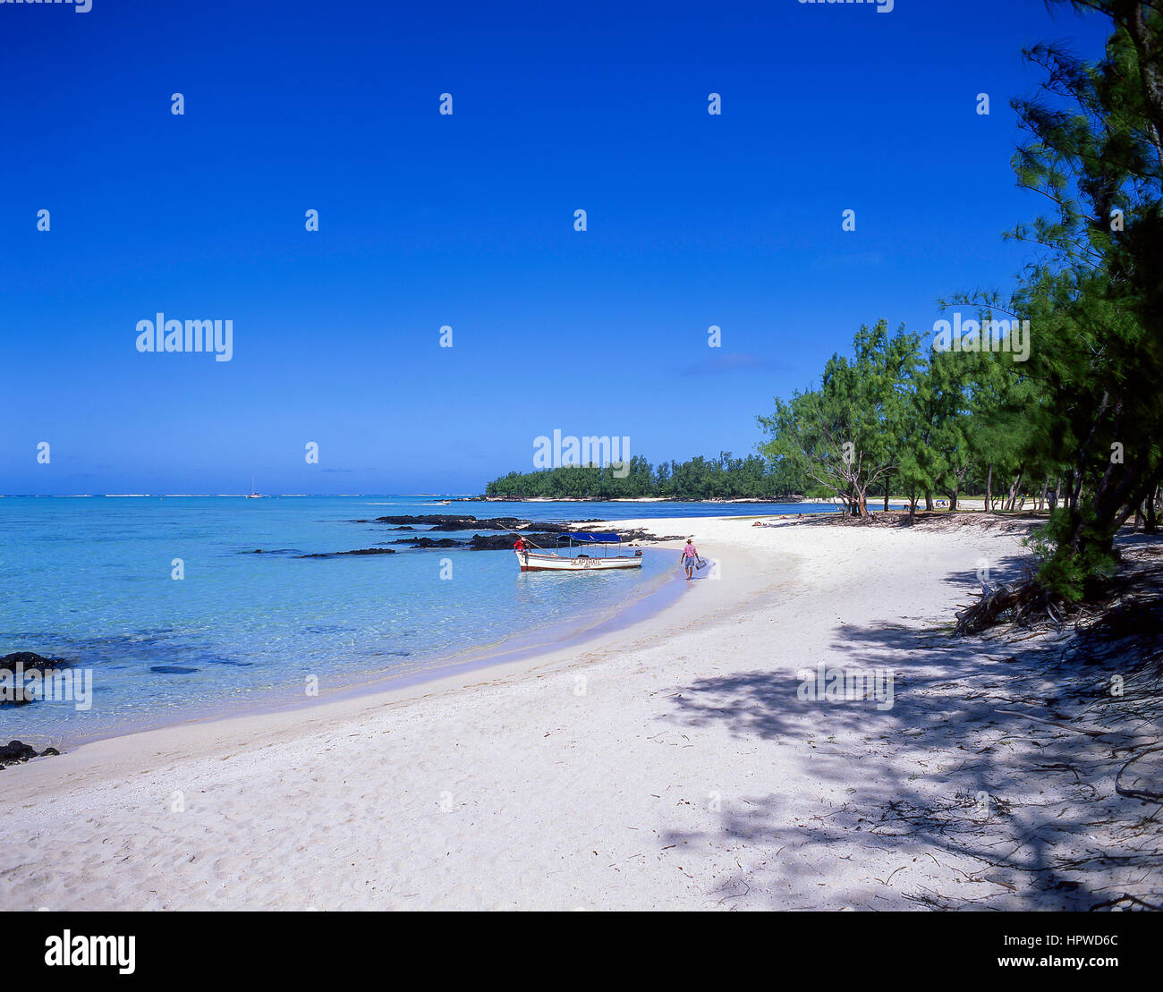 Ile aux Cerfs spiaggia, Ile aux Cerfs Isola, Flacq, Repubblica di Mauritius Foto Stock