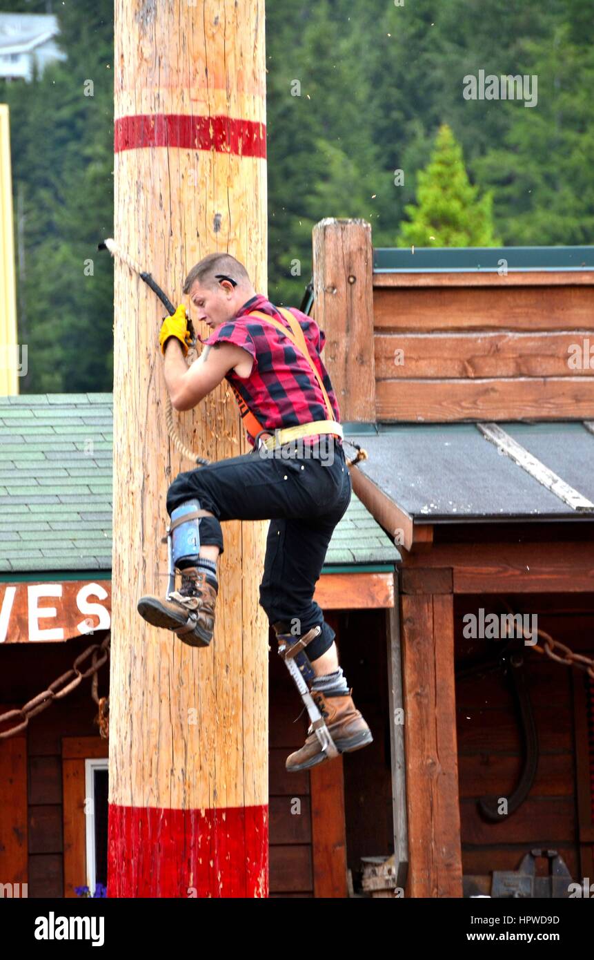 Boscaioli presso la grande alaskan lumberjack visualizza Foto Stock