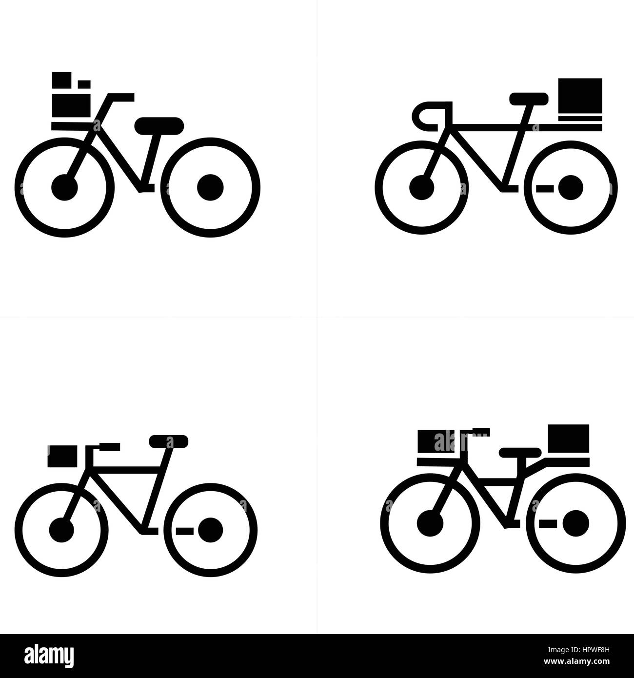 Bicicletta e icone di trasporto Illustrazione Vettoriale