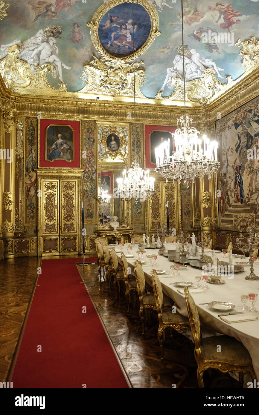 L'Italia, Regione Piemonte: Torino, Palazzo Reale, Palazzo Reale, interno della sala da pranzo Foto Stock