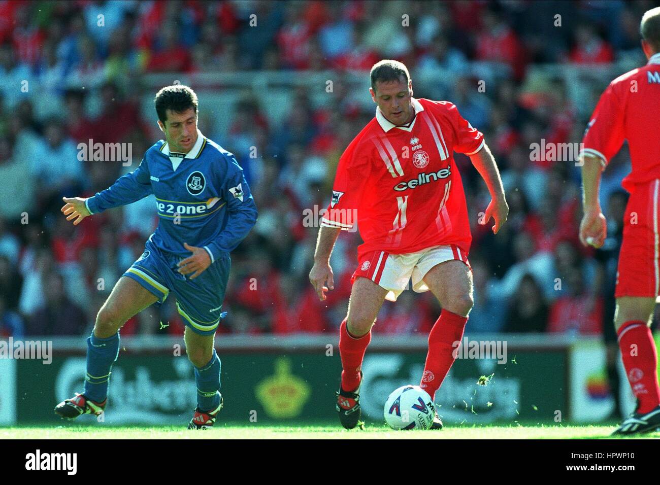 PAUL GASCOIGNE & JOHN COLLINS MIDDLESBROUGH V EVERTON 19 Settembre 1998 Foto Stock