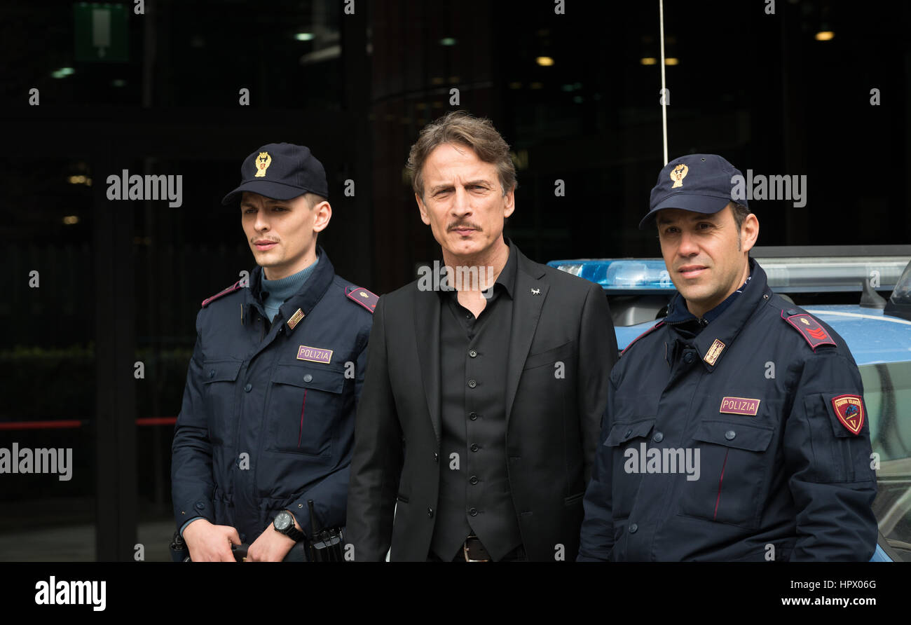 Roma, Italia. 24 Febbraio, 2017. Cesare Bocci assiste il photocall della narrativa italiana 'Il commissario Montalbano' Credit: Andrea Bracaglia/Pacific Press/Alamy Live News Foto Stock