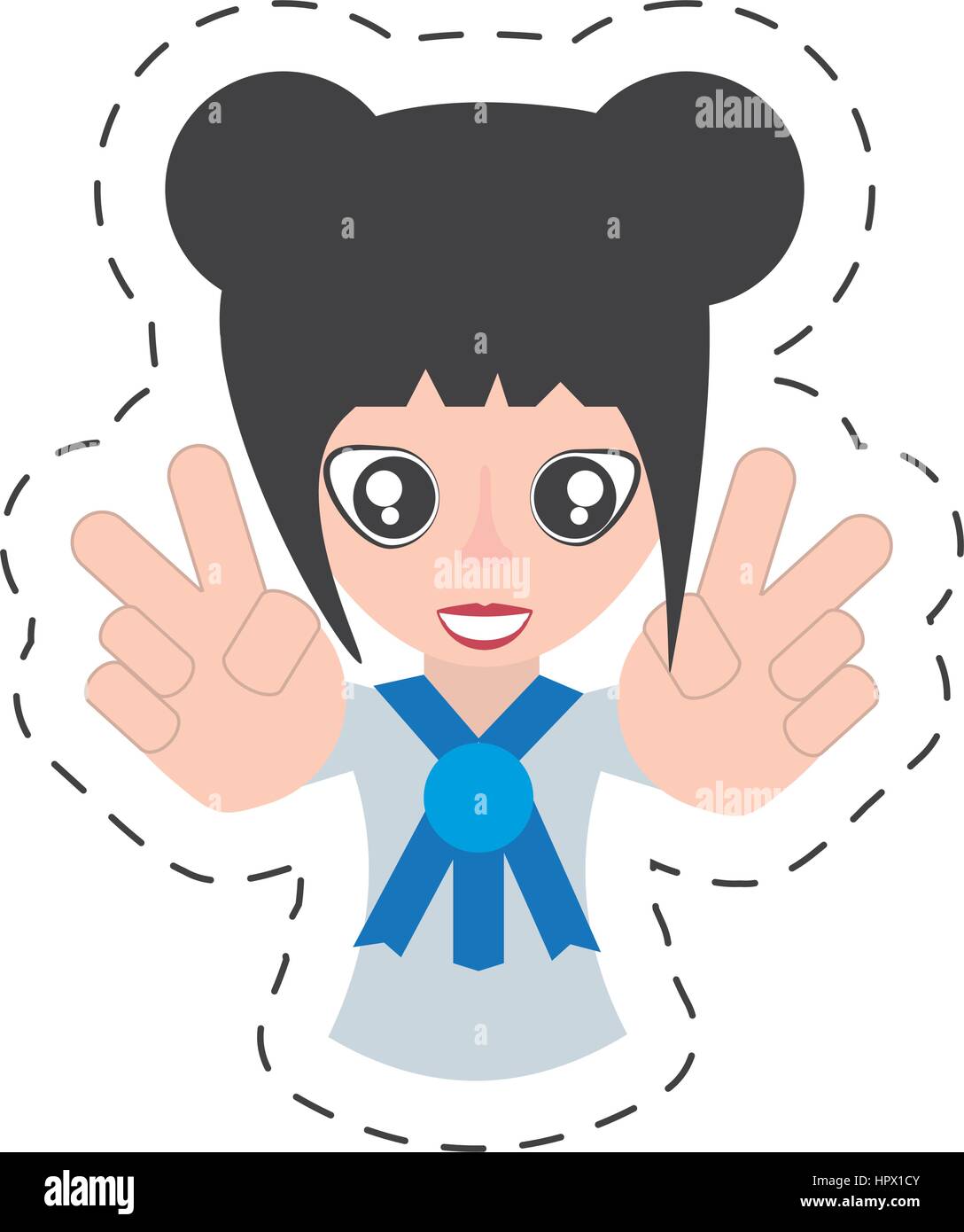 Ritratto ragazza giapponese uniforme dello studente Illustrazione Vettoriale