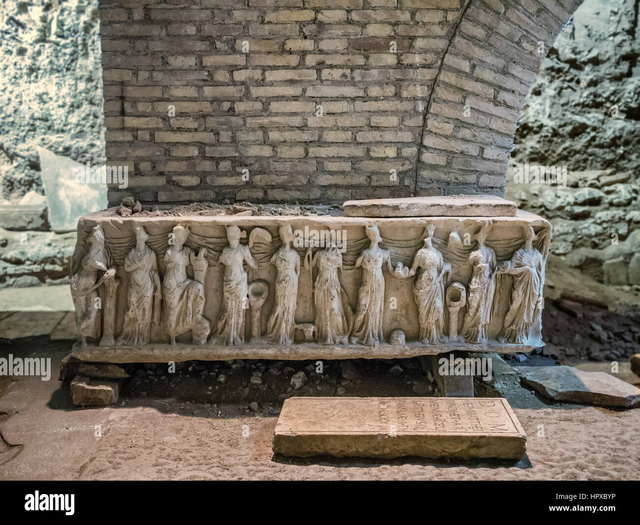 Inizio 300 d.c. il cristianesimo chiesa sotto la cattedrale di Crisogono in Roma, Italia Foto Stock