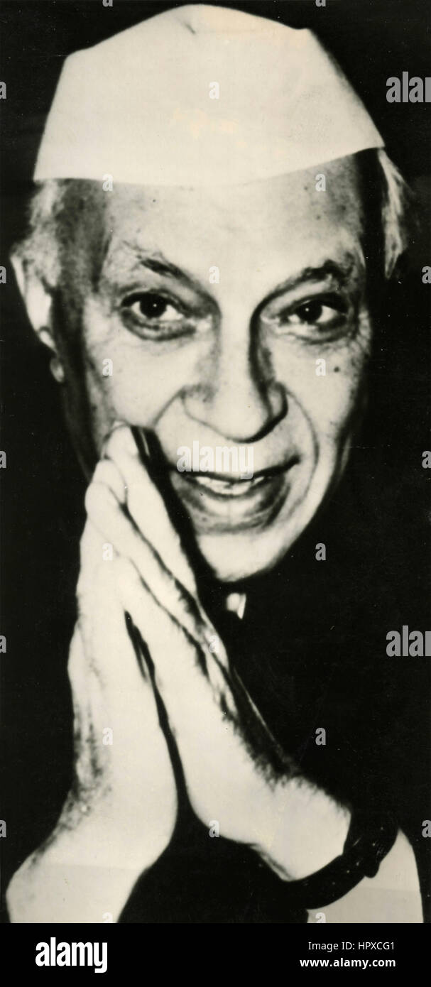 Uomo politico indiano Jawaharlal Nehru Foto Stock