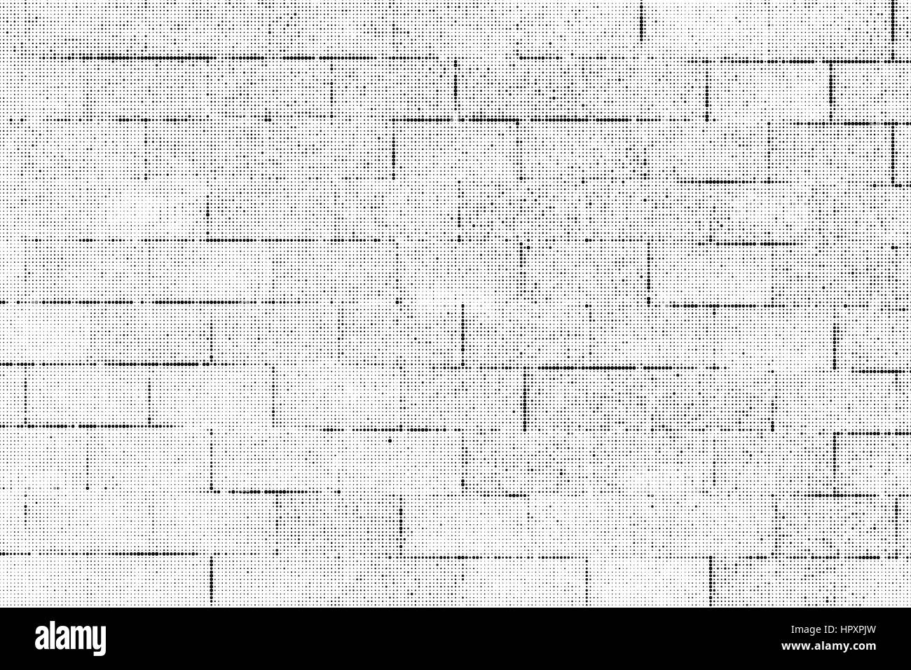 Mezzitoni parete di mattoni Modello punteggiato come sfondo. Bianco e nero sfondo astratto. Grunge i punti dei mezzitoni effetto texture vettoriali per il vostro design Illustrazione Vettoriale