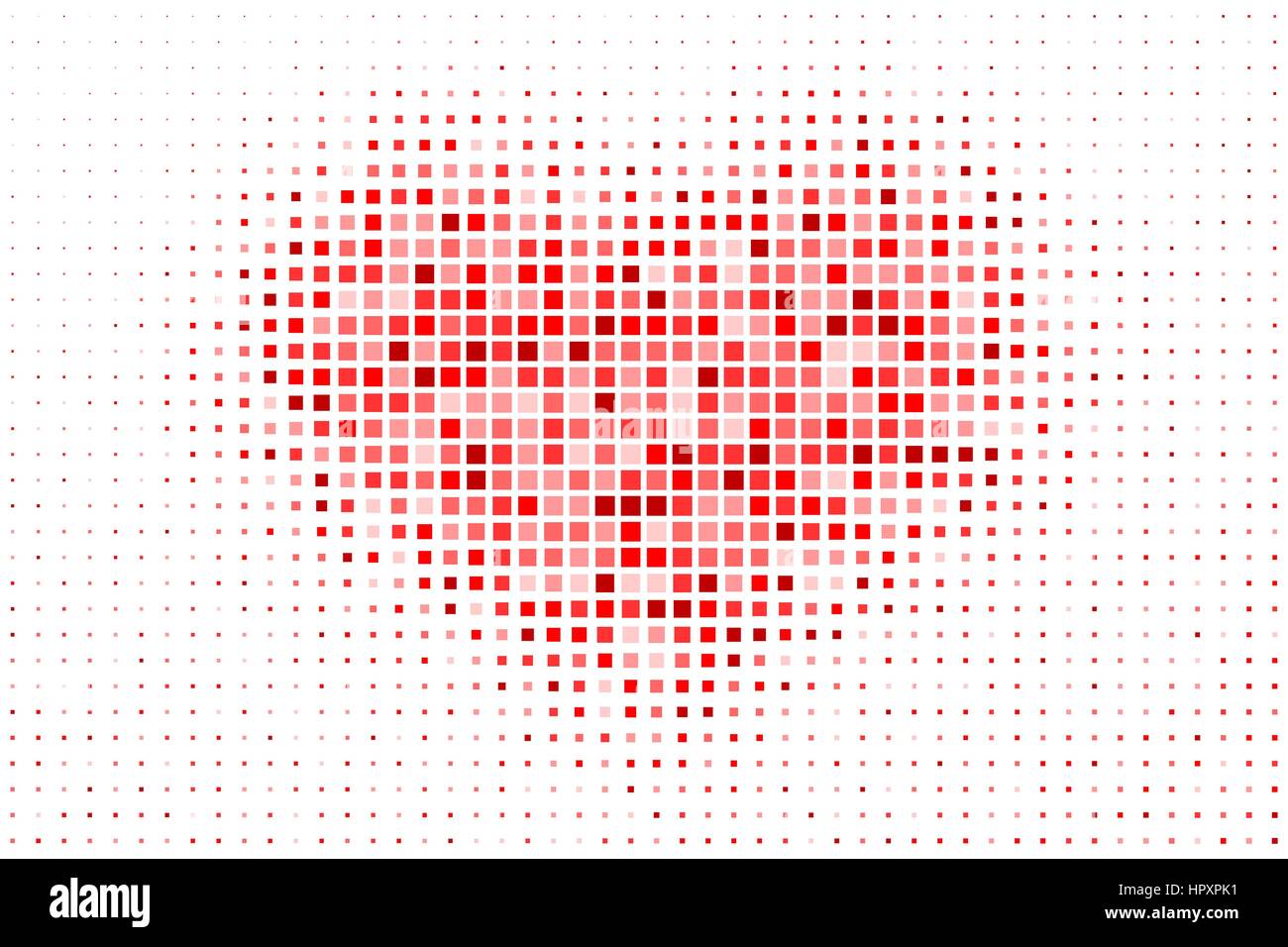 Pixel modello cuore come sfondo. Cuore rosso con effetto mezzitoni per il tuo design Illustrazione Vettoriale