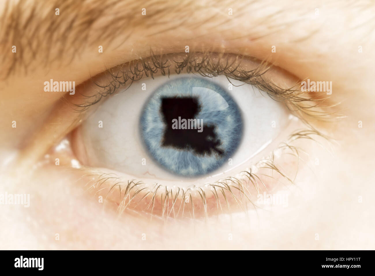 Un close-up di un occhio con la pupilla nella forma della Louisiana.(serie) Foto Stock