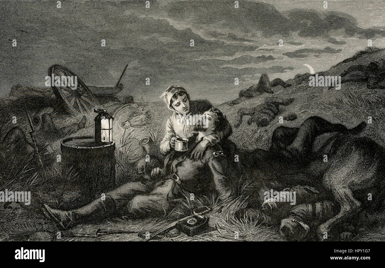La mezzanotte sul campo di battaglia - Guerra civile americana Foto Stock