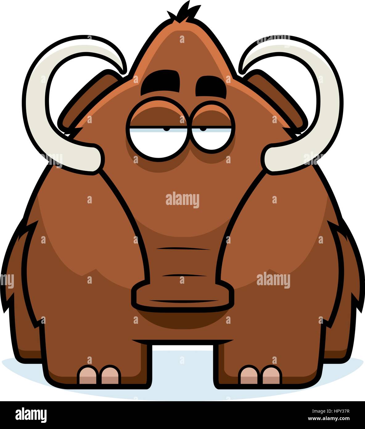 Un grande cartone animato marrone mammut lanosi permanente. Illustrazione Vettoriale
