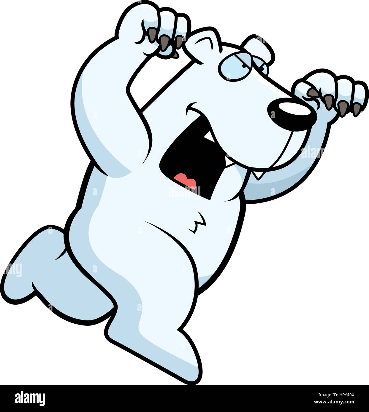 Un cartoon orso polare in esecuzione per attaccare con artigli fuori. Illustrazione Vettoriale
